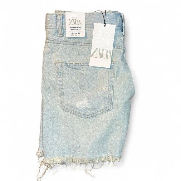 NWT Zara Boyfriend Bermuda Cutoff Shorts – Size 4 | Light Wash, High Rise - Picture 7 of 11